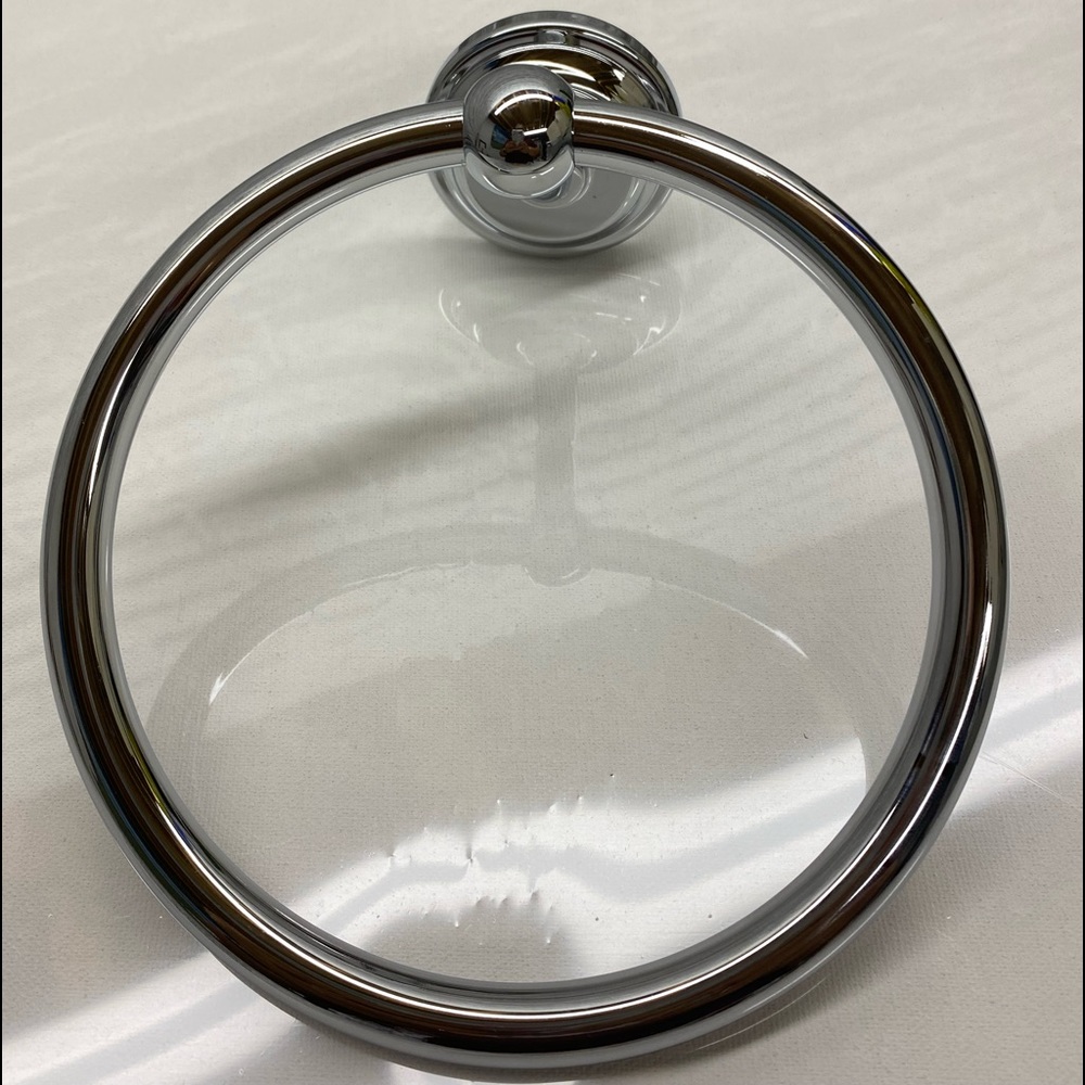 Pottery Barn Bathroom fixtures, 2 Chrome Towel Ring and 2 Toilet paper holder